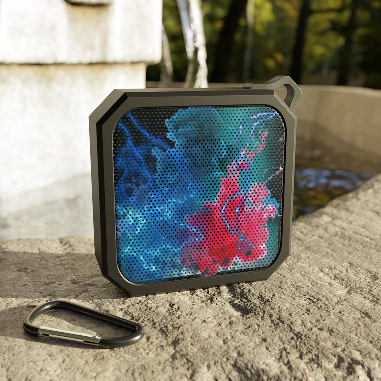 Outdoor Bluetooth Speaker - Red & Blue Smoke Design