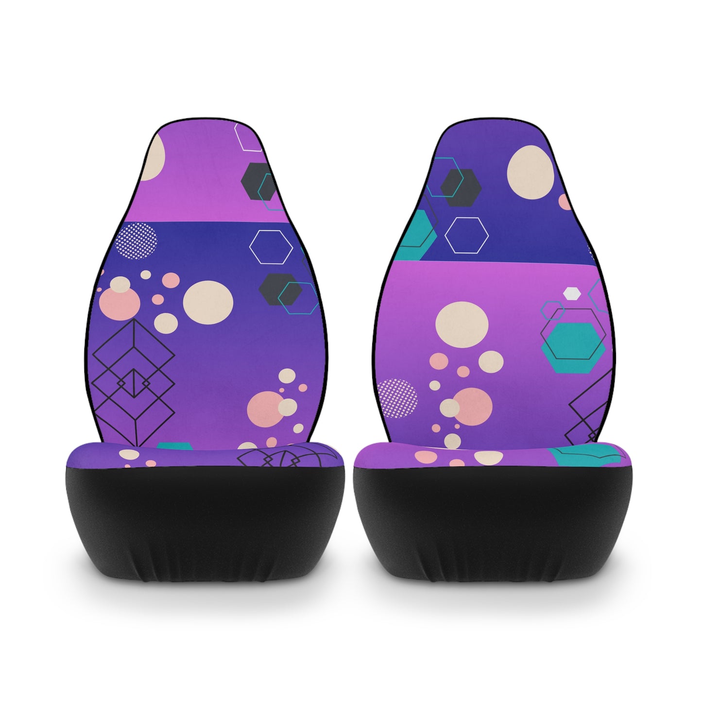 Car Seat Covers-Purple Geometric Circles Design