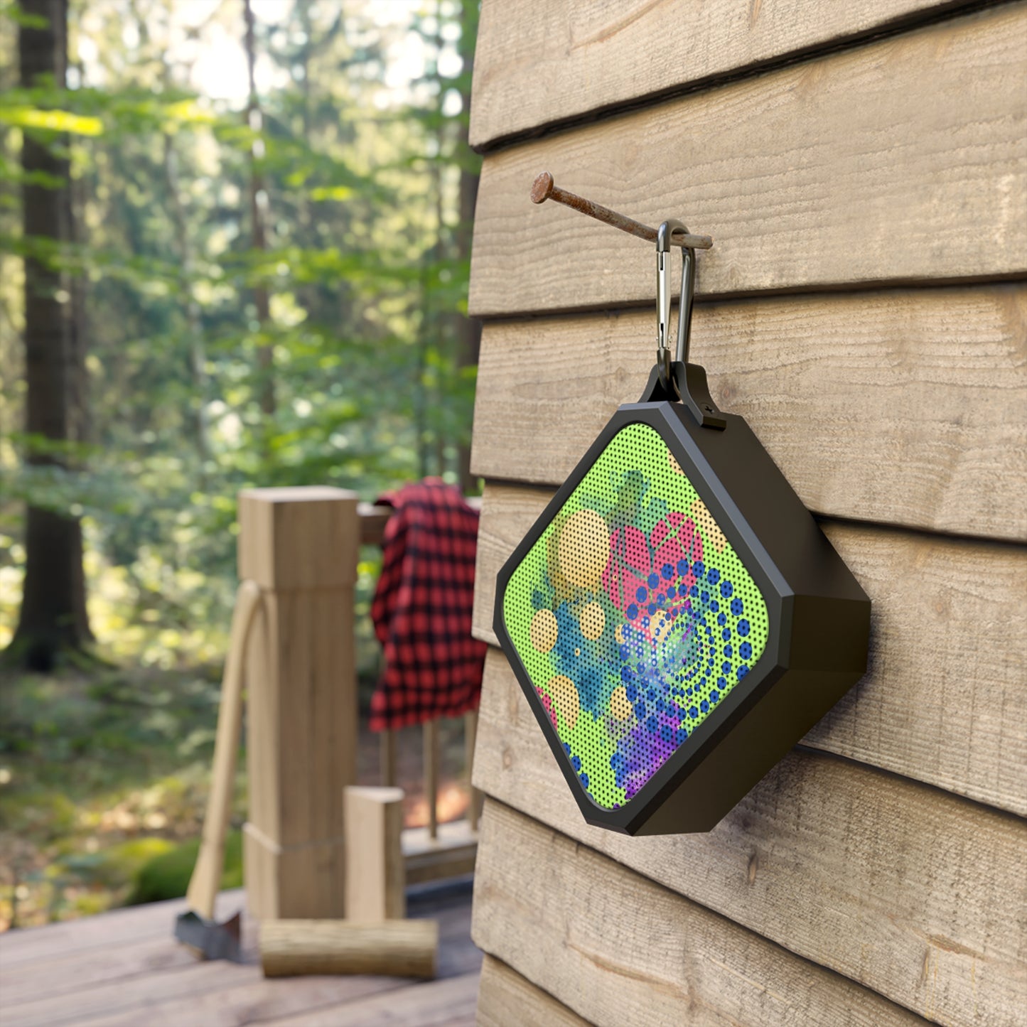 Bluetooth Speaker Portable Outdoor Speaker-Neon Green Spiral Design