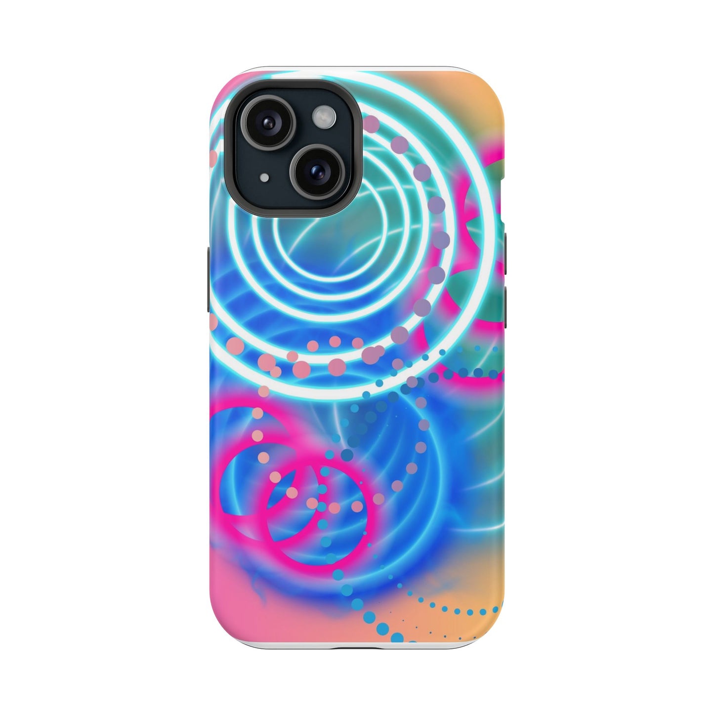Magnetic Tough Phone Case-Geometric Neon Circles Design